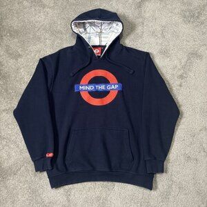 Transport for London Mind the Gap Hoodie 2XL Tube Map Hood Navy Blue